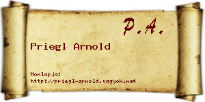 Priegl Arnold névjegykártya